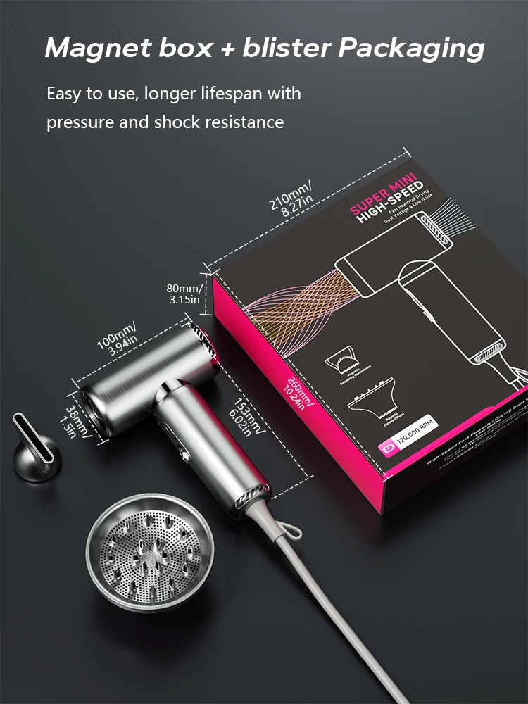 Private Model Small High Speed Hair Dryer ≥5 Million/m³ Plasma 4 Heat Settings Lightweight Mini Hair Blow Dryer supplier