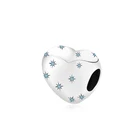 Heart Silver Dandora Shiny Heart Stringing Charm With 925 Sterling Silver Zircon Bead Pendant