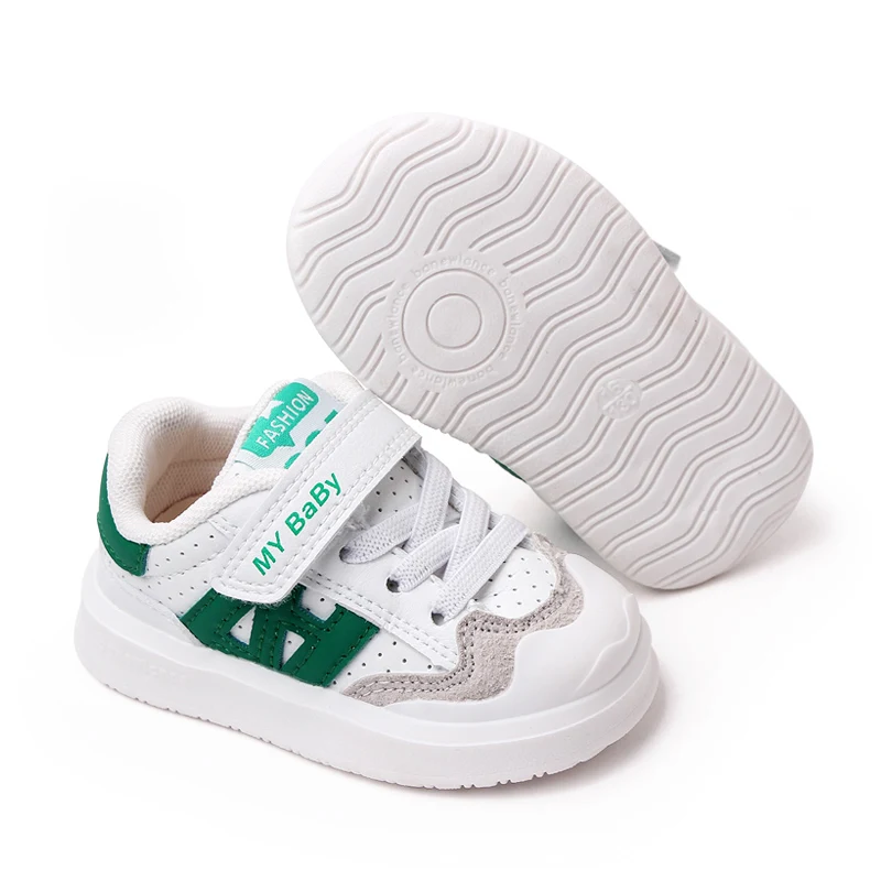 New Arrival Soft PU Leather Sport White Toddler Kids Baby Casual Shoes 2023 factory