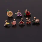 Piercing Creative Stainless Steel Threaded Nose Nail Fruit Pattern Piercing Jewelry