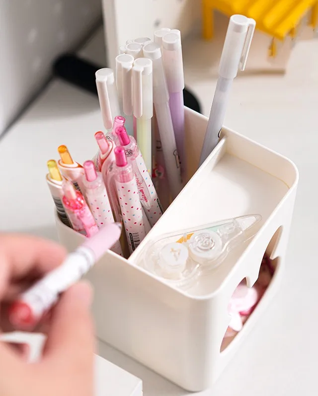 OWNSWING New Product Multifunctional Hot selling plastic desktop makeup brush storage box desk storage luxury pen holder