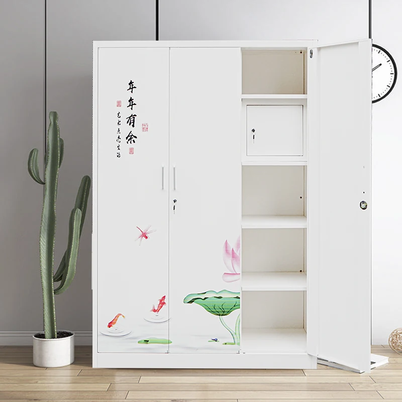 Customized Modern Indonesian Bedroom Furniture 3-Door Clothing Locker Steel Closet Storage for House Living Room Metal Wardrobes