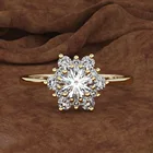 Gold Wish New Creative Diamond-studded Snowflake Plating 18k Yellow Gold Rose Gold Simulation Diamond Ring