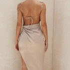 Sling Dress Women Sexy Sleeveless Backless Nude Dress Folds Bodycon Femme Slim Pack Hip Club Party Dresses