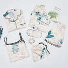 Sleepwear Pajamas For Woman Home Wear Set For Woman Pajama Set Cami Pjs With Shirt Women Satin Sleepwear