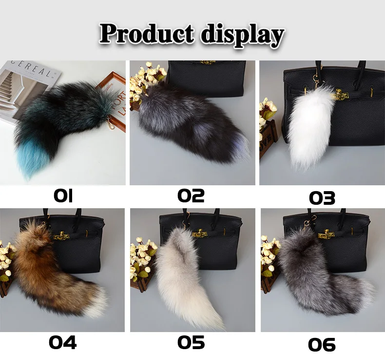 real fox fur tail fluffy fox fur tail keychain