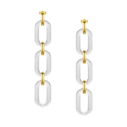 High Quality 18K Gold Plated Stainless Steel Jewelry Transparent Resin Chain Pendant Earrings E201188