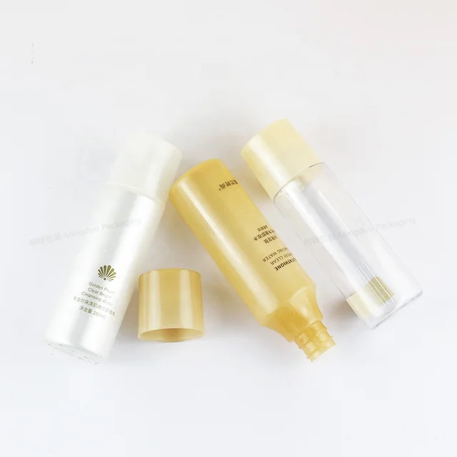 Luxury Plastic Cosmetic Packaging Clear Toner 100ml 60ml 200ml Transparent yellow Skincare Toner Bottle