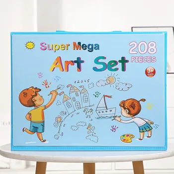 Custom Non-Toxic Plastic Kids Painting Drawing Art Set Coloring Book Stationery Set with Easel for Kids