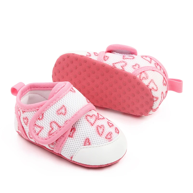 PU Leather Toe Mesh Breathable Cartoon Printed Baby Girls and Boys Soft Soled Toddler Shoes details