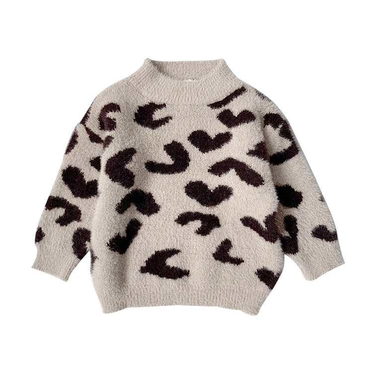 Ivy10459a Kids Leopard Sweater Ruffles 