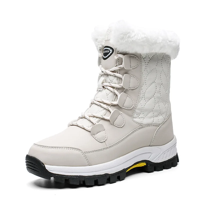 Factory custom size non-slip thickened outdoor mountaineering women's high top cotton snow boots