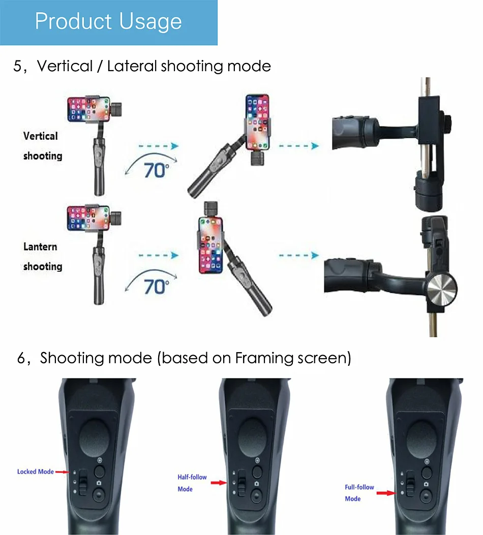 Gimbal Stabilizer for Smartphone Compact Camera 3-Axis Handheld Gimbal for Vlogging Live Video