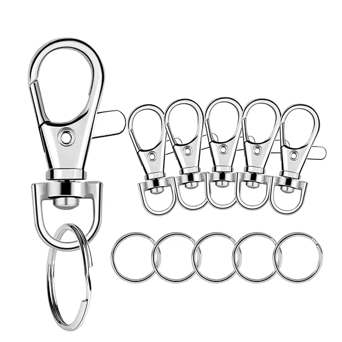 Premium Metal Swivel Lobster Claw Clasp 100PCS Swivel Snap Hooks with Key Rings 