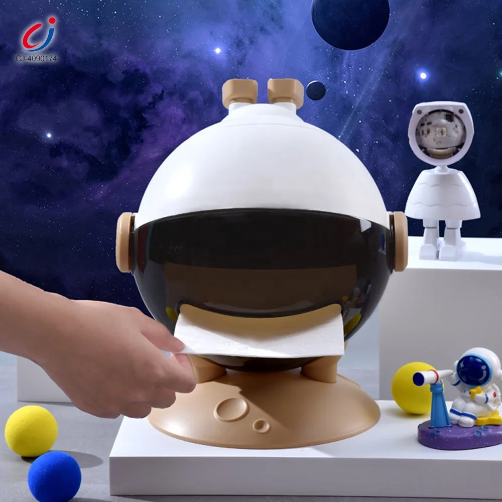 Chengji educative creative kids toy spaceman modelling storage tissue box 2 in1 play set mutli function diy astronaut pen holder