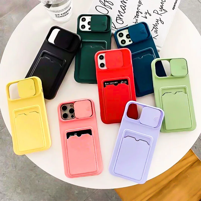 Liquid Silicon Card Slot Soft cell Phone Case For iPhone 15 PRO max