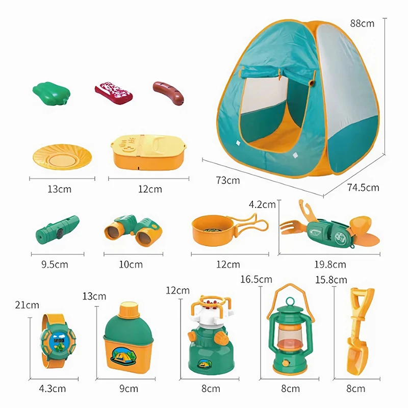 Soli Outdoor Adventure Toys Foldable Tent Camping Gear Set Multifunctional Tools Explorer Toy Set for Kids Birthday Gift