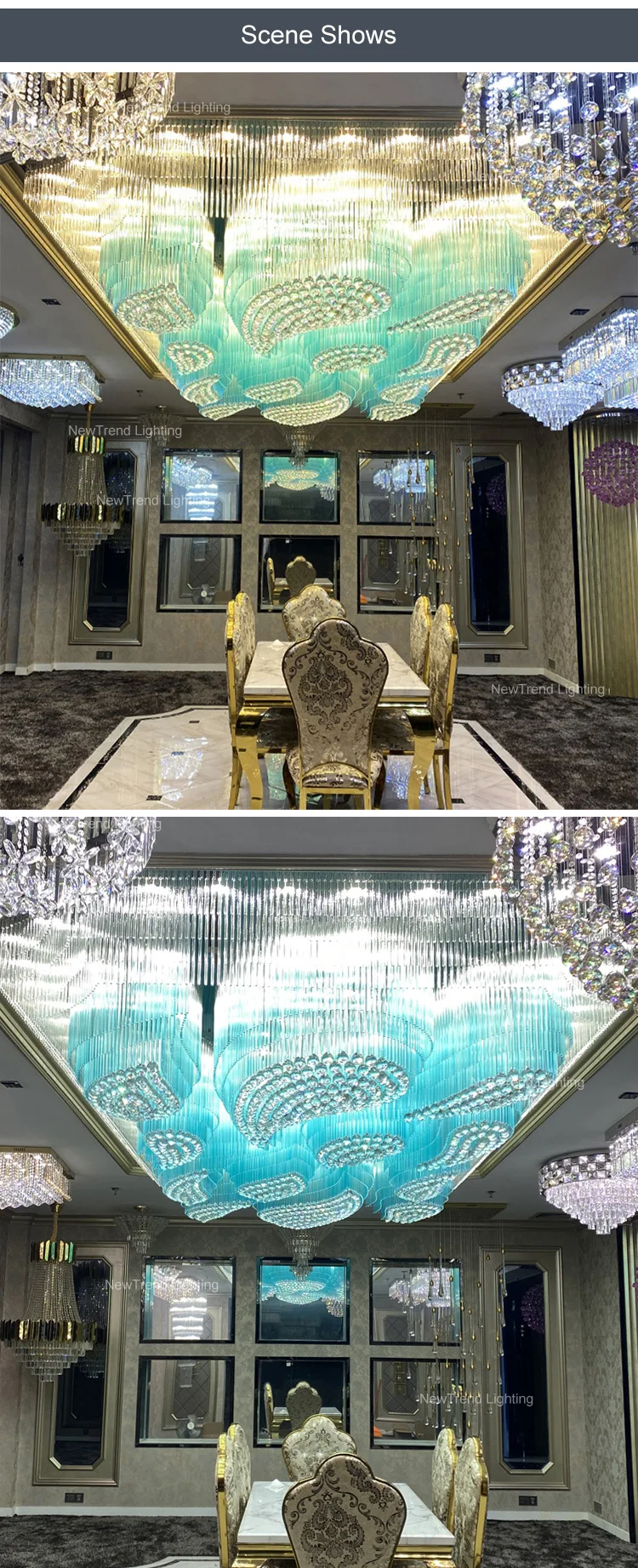 CPL-193 Luxury Style Indoor Decoration Hotel Villa Lobby Modern Crystal Glass LED Ceiling Chandelier manufacture