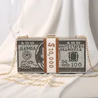 Evening Bag 2021 Fashion USD Dollar Bling Rhinestone Crystal Diamond Crossbody Evening Purse Money Bag