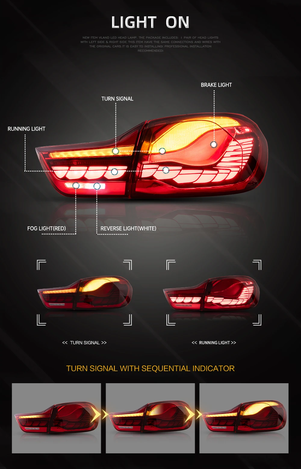 Vland Oled Tail Lights Compatible With Bmw M F F F F Coupe