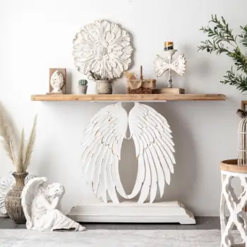 Home Furniture Solid Wood Carved Living Room Porch Table Angel Wings Long Table Shelf Wedding Decoration Hallway Console Tables