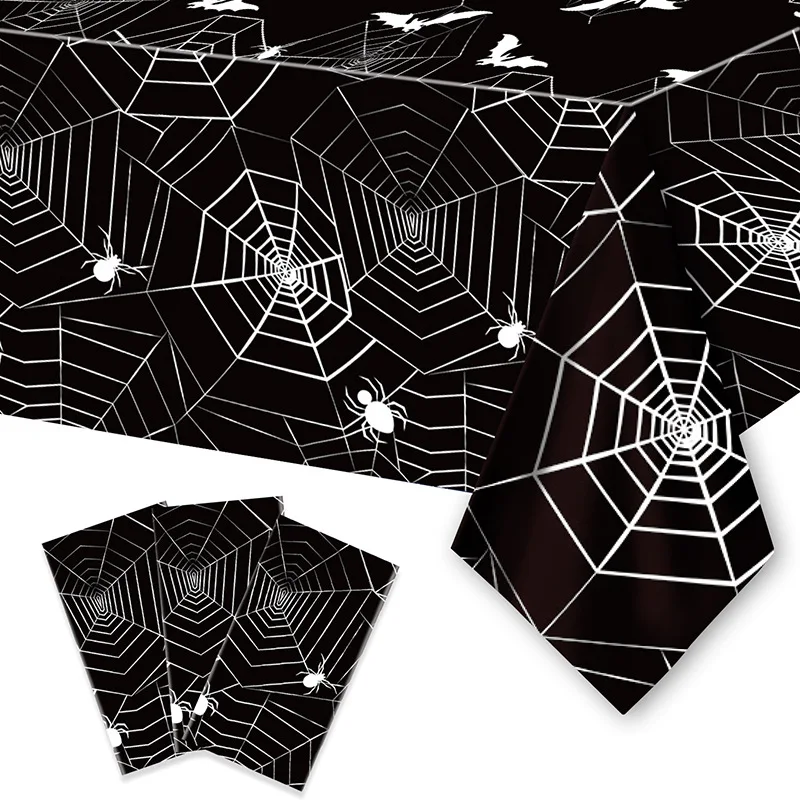 Halloween Black cobweb 12 people disposable paper plate paper cup Paper towels tablecloth Party tableware set for kids