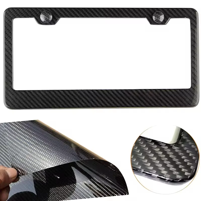 31*16cm License Plate Frame Custom Logo Us Premium Carbon Fiber License Plate Frame supplier