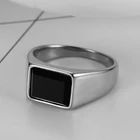 Onyx Jewelry New Products In Stock Natural Stone Black Agate Onyx Gold Vermeil Men's Ring Jewelry