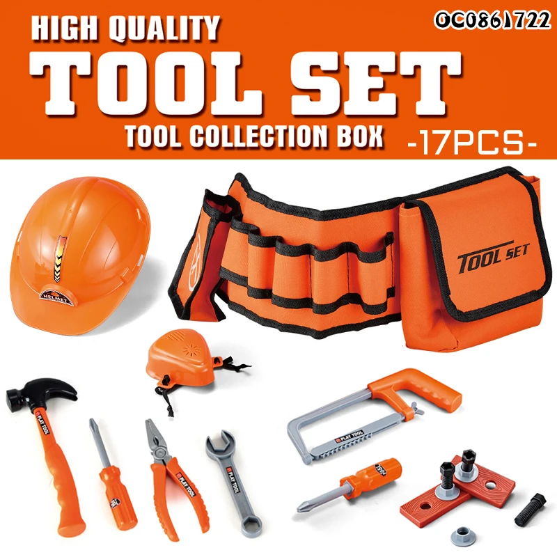 Diy tools set kit screw toys kids learning for pretend role play with helmet