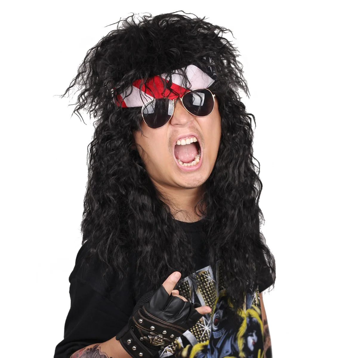 Men's Wig 80s Punk Heavy Metal Long Curly Human Hair Black Wig - Buy Punk  Heavy Metal Long Curly Hair,Human Hair,Hair Wig Product on Alibaba.com