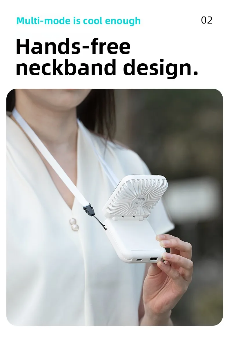 Wearable Neck Hanging Fan, Portable, USB - detail 26