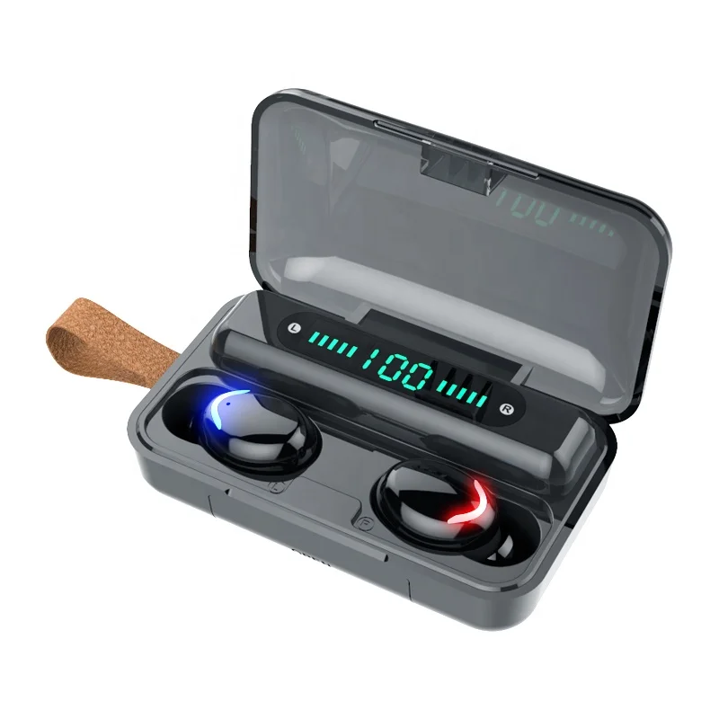Bt Mini Hifi Headphone Waterproof Wireless Earbuds Earphone Ipx7 Bluetooth 5.0 Led Tws Auriculares 3000Mah White Tws F9-5