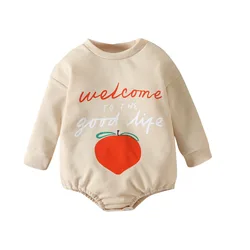 Infant newborn baby girls boy clothes casual letter long sleeve kids jumpsuit autumn baby girls sweatshirt rompers