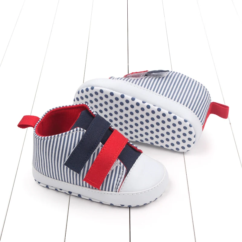 Spring& Autumn Color Matching Stripes Soft Bottom Canvas Shoes Baby Shoes for Girls and Boys factory