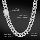 Gold Diamond Factory 12mm Gold Link Chain For Men Iced Out 5A CZ Diamond Stones Cuban Link Chain Necklace