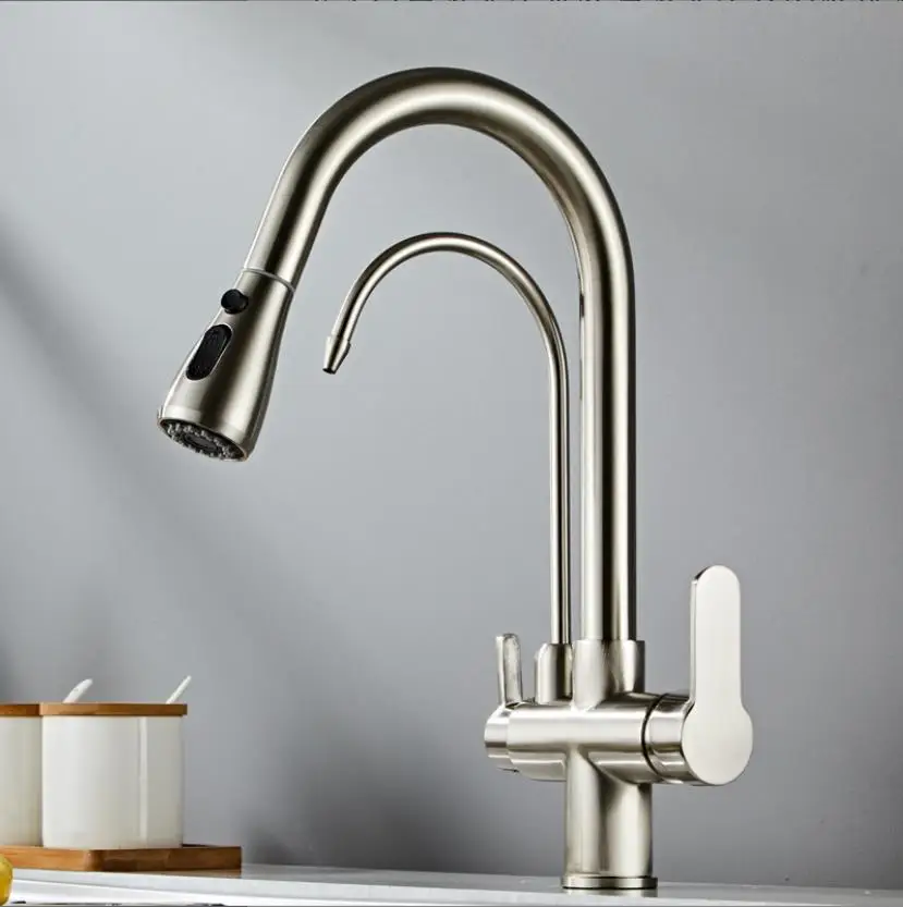 Brass Kitchen Faucet With Purified Water Spout Buy Dual Handle Single