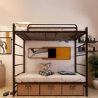 Huihong ODM Dormitory Loft Bunk Beds Frame Sale Cheap Double Decker Cama Letera Metal Bunk Bed With Storage