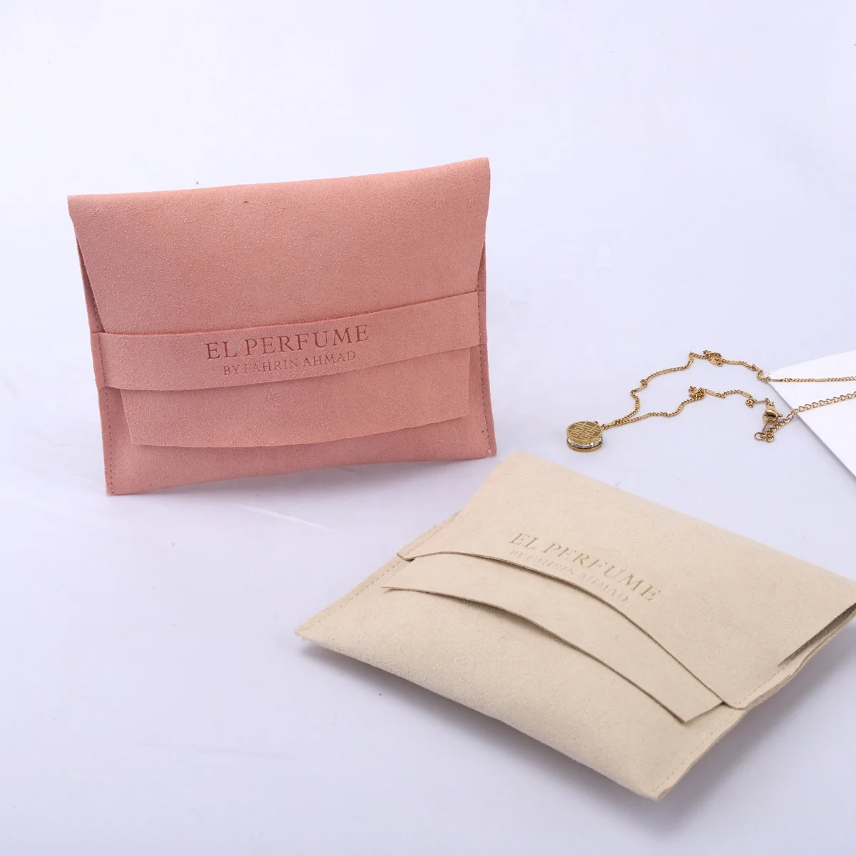 Custom Logo Printed Envelope MicrofiberJewelry Earring Packaging Bag Luxury Suede Gift Microfiber Jewelry Pouch