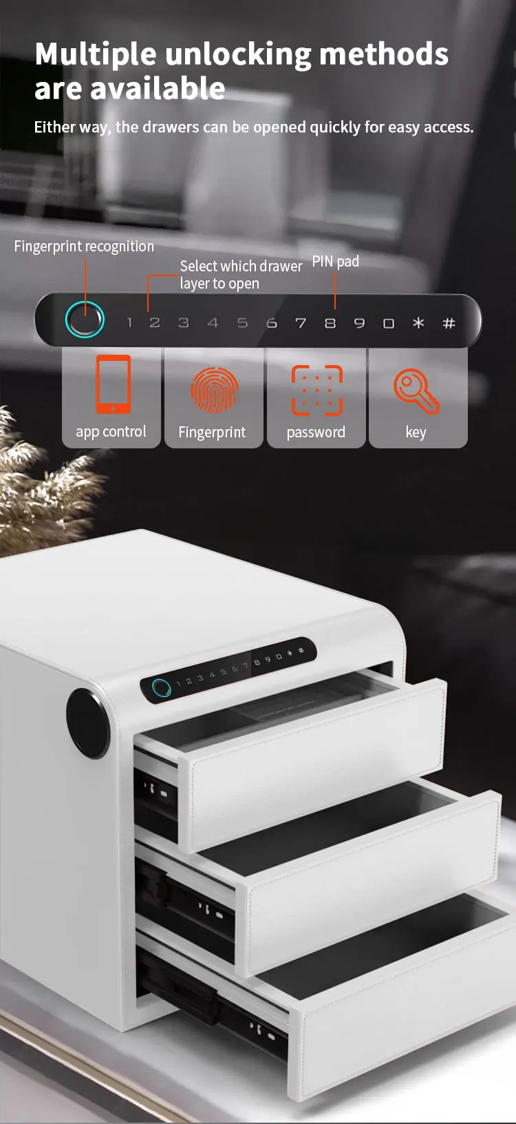 f2 1a ceqsafe smart customized personal jewelry drawer box smart anti theft steel safe storage for home use-6