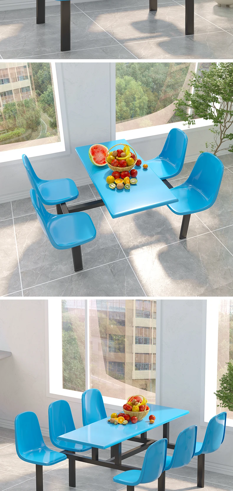 product free 3d design service custom fiberglass school restaurant student canteen dining table chair set-7
