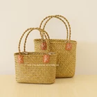 Flower Container Natural Color Seagrass Flower Plant Container Handmade Planter Bags Basket With Handles