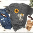 T-shirt 2021 New Women's Elephant Sunflower Print Top Loose Casual Women's T-shirt Custom T-shirt