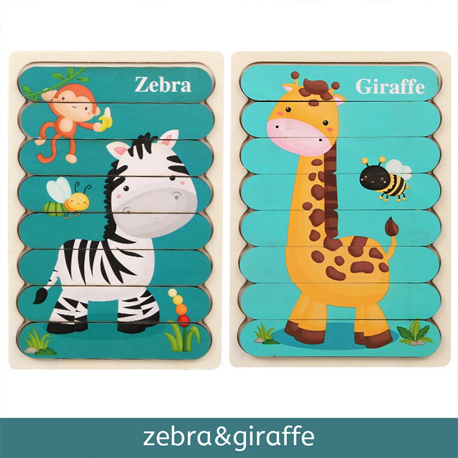 Wholesale 3D Jigsaw Wood Puzzle Toy, Wooden Colored Animal Jigsaw Puzzle, Wooden 3D Jigsaw Puzzle Gift Toys Small Blocks