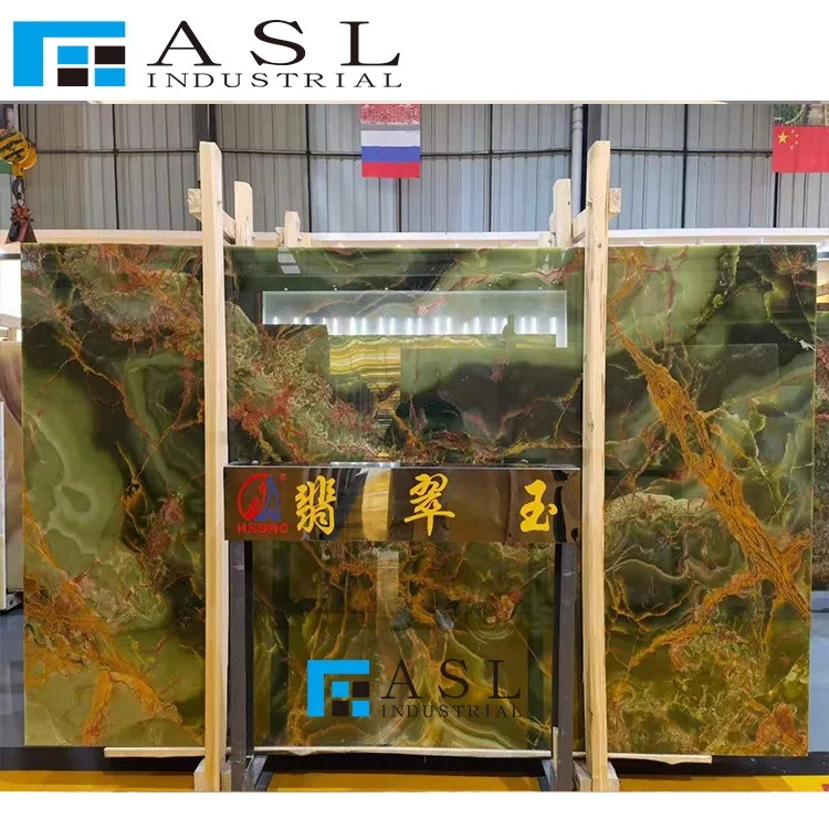 Emerald Green Onyx Cold Ice green onyx Luxurious Interior Decoration Jade Stone Onyx Slab Polished Background Wall