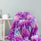 Custom Colored 95%polyester 5%spandex Tie Dye Throw Plush Faux Stretch Rabbit Fur Fabric For Garment