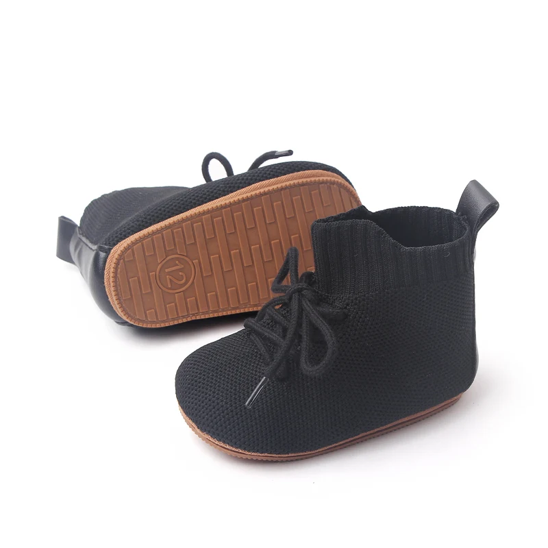 Spring Baby Flying Woven Shoes Breathable High Top Soft Soles Non-slip Baby Walking Shoes supplier