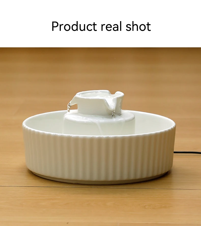 New Customizable 2.1L USB Smart Ceramic Pet Water Dispenser Silent Automatic Circulation Dog Cat Water Feeder Pet Supplies factory