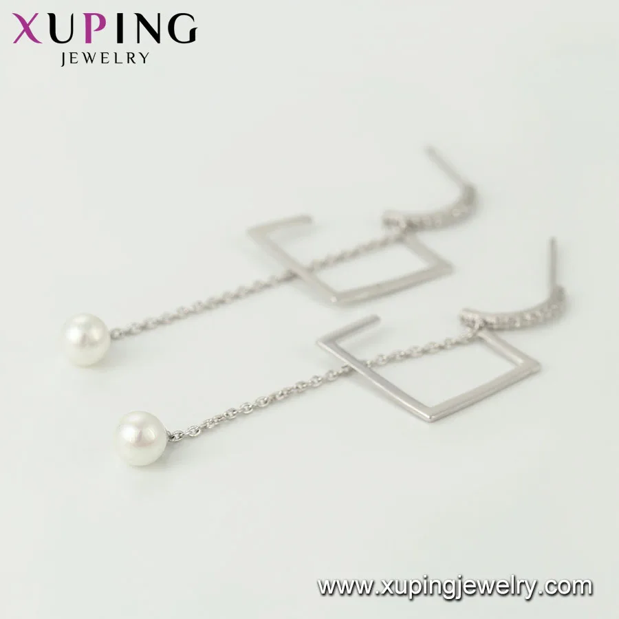 94451 xuping jewelry fashion elegant simple platinum plated pearl earring for women