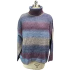 Winter Sweater Wholesale Loose Space Dye Yarn Knitted Female Jumper Tops Long Sleeve Winter Turtleneck Sweaters