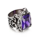 Ring Rings Black Domineering Retro Inlaid Red Gemstone Trendy Jewelry Titanium Steel Fashion Men's Ring